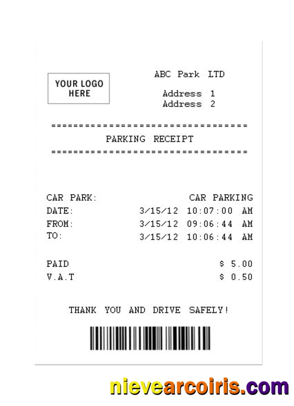 PARKING receipt sample